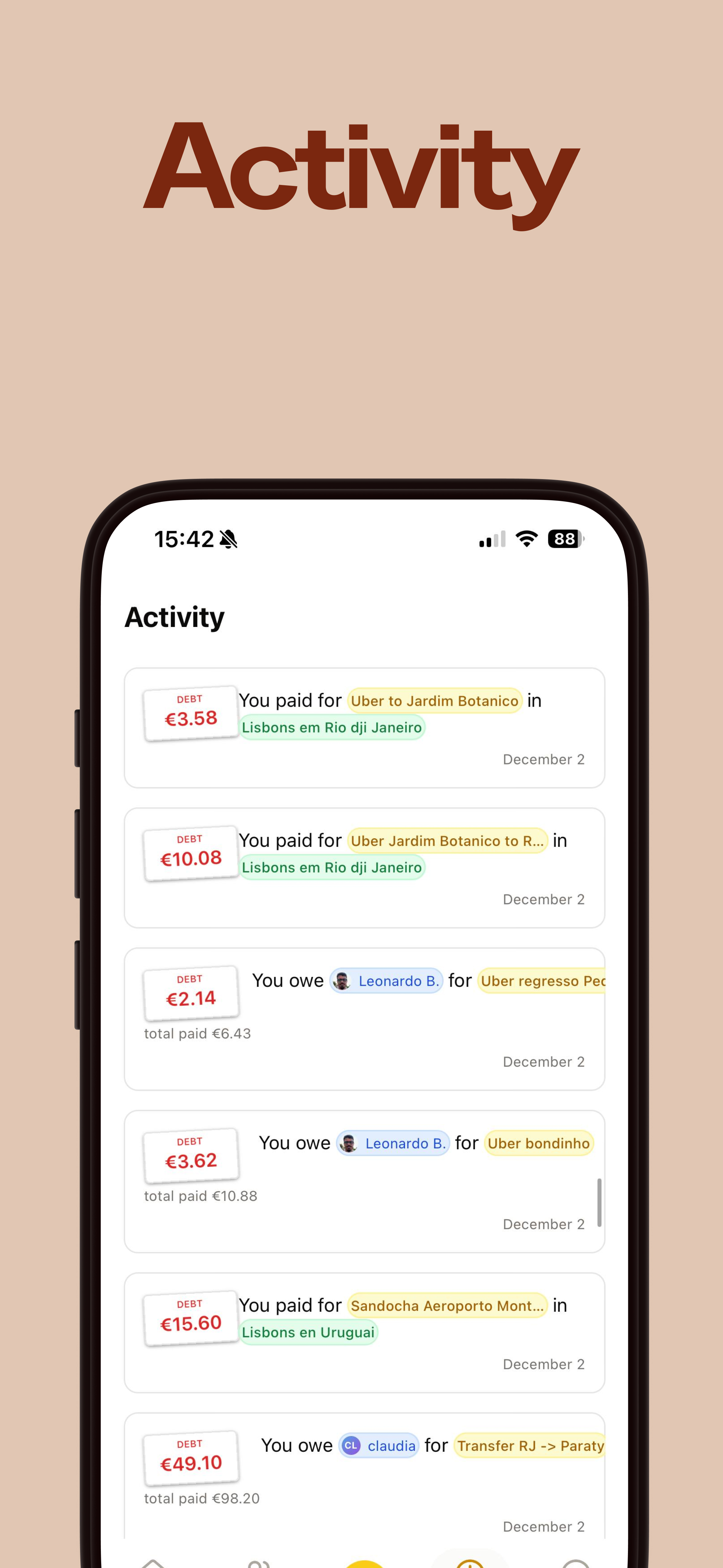 Feature screenshot 7: Activity